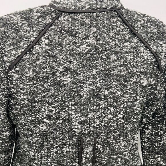 Sandro Petite Black/White Nubby Knit Sweater Jacket w/Hidden Button Front-Sz PM - Picture 7 of 12